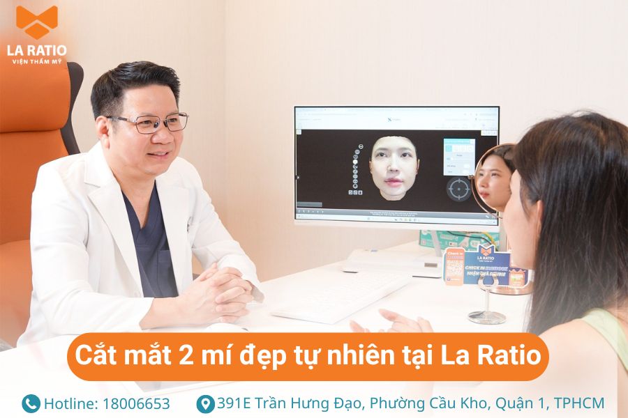 Khách hàng được Bác sĩ Trung trực tiếp tư vấn và thiết kế dáng mí phù hợp