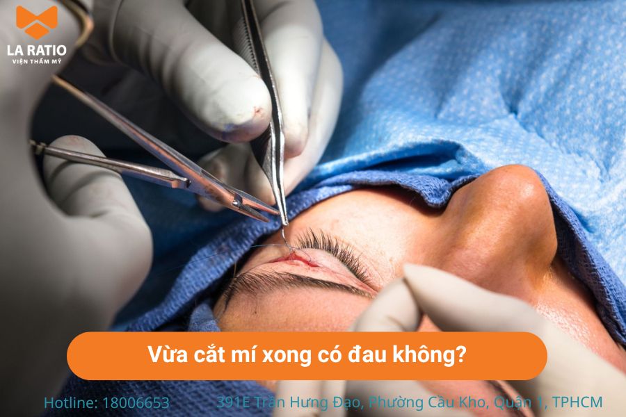 Vừa cắt mí xong bạn có thể cảm thấy đau do thuốc gây tê hết tác dụng Vừa cắt mí xong bạn có thể cảm thấy đau do thuốc gây tê hết tác dụng