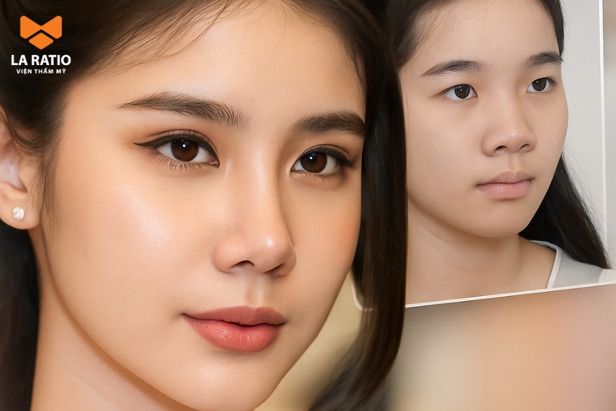 Hình ảnh trước và sau khi nâng mũi dọc dừa