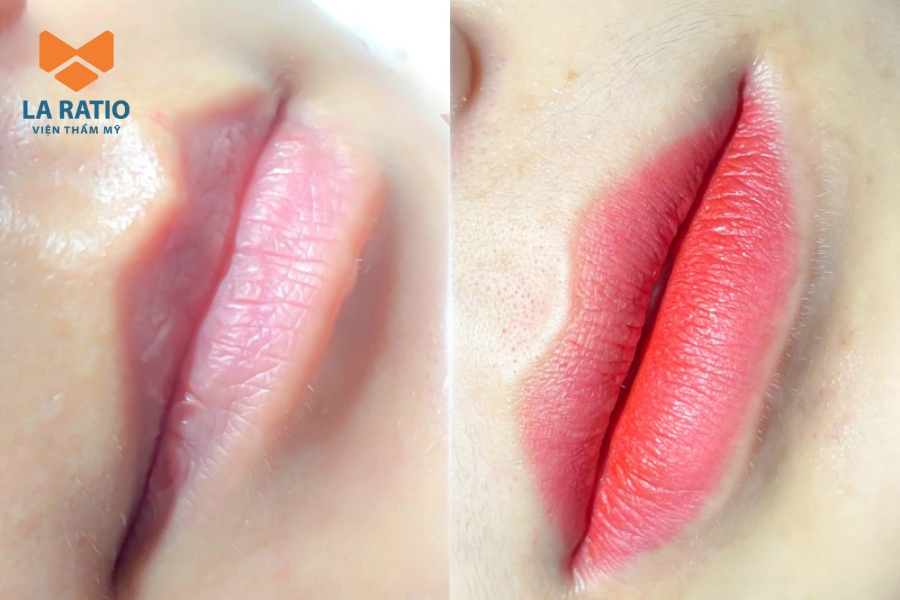 Kết quả sau khi phun môi màu hồng đào tại La Ratio Kết quả sau khi phun môi màu hồng đào tại La Ratio